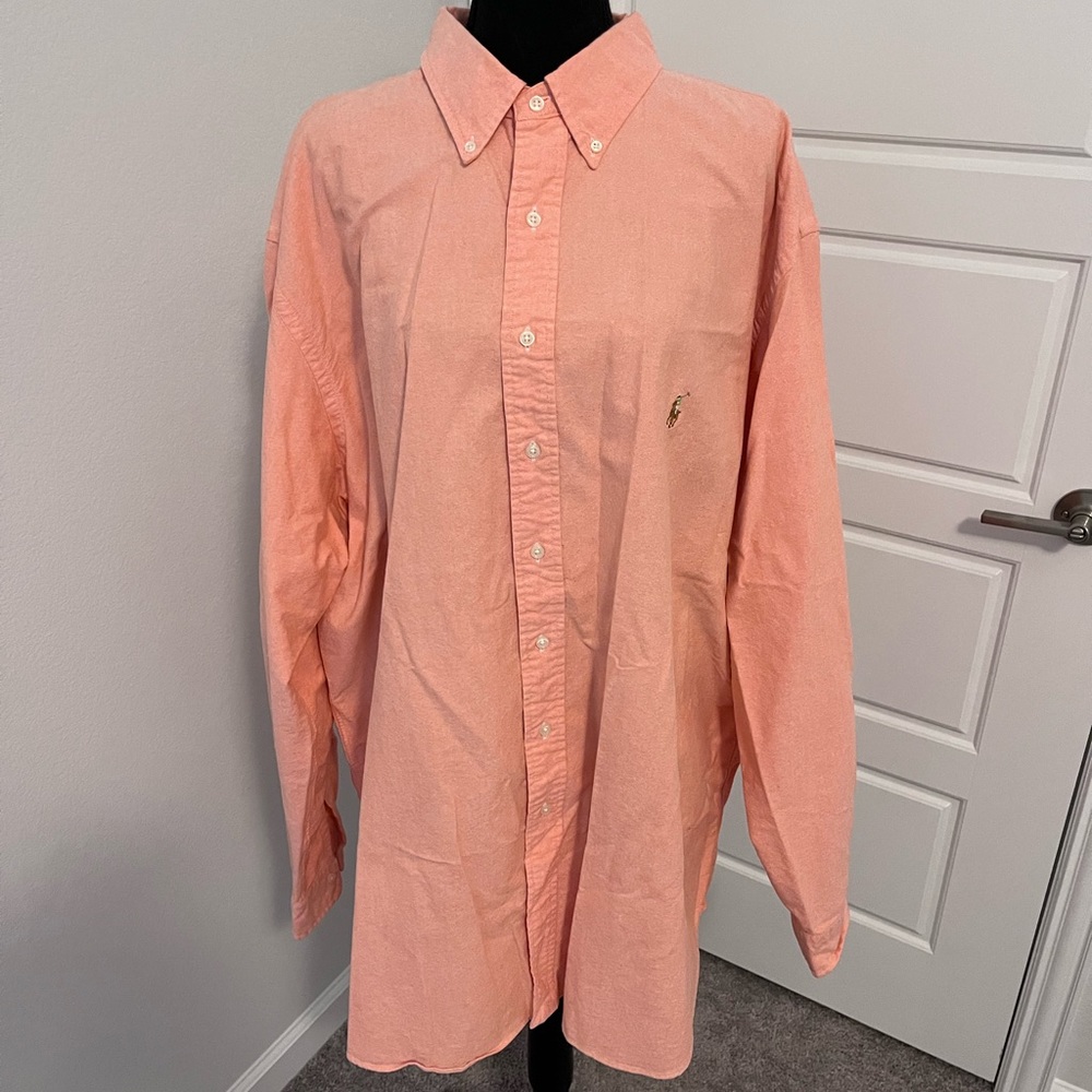 LIKE NEW PEACH MEN'S LONG SLEEVE BUTTON DOWN POLO - 3XLT